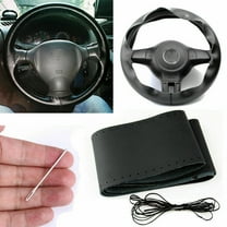 Leather Car Steering Wheel Cover Needle Thread Anti-slip Black For Toyota RAV4