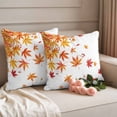 thumbnail image 2 of Fall Outdoor Waterproof Pillow Covers, Orange Maple Leaf Red Retro Fruit Watercolor White Decorative Square Throw Pillowcase Sofa Cushion Sham for Patio/Couch/Chair, 18"x18" 2 Pack, 2 of 8