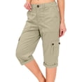 thumbnail image 2 of Women's Capri Pants Travel Hiking Straight Leg Joggers Casual Summer Drawstring Cropped Pants with Pockets Beige 2XL, 2 of 5