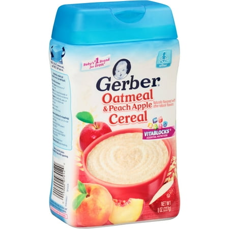 Gerber Oatmeal and Peach Apple Baby Cereal, 8 Ounce - Walmart.com