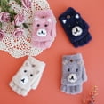 thumbnail image 4 of Children Winter Warm Casual Knit Cute Pattern Mittens Plus Velvet Flip Fingerless Multifunction Glove, 4 of 4