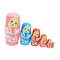 thumbnail image 3 of Juego de 6 muñecas rusas apilables de madera, pintadas a mano, para el hogar, la mesa, la oficina, niños y adultos. rosa, 3 of 9