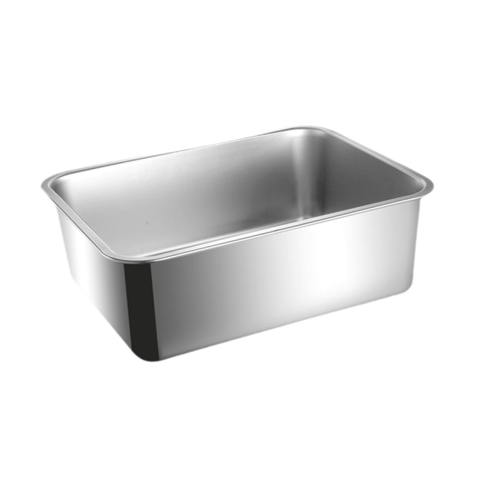 FashionCha Cat Litter Box Litter Pan Stainless Steel Container Easy to Clean Open Top Large Height 10cm