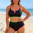 thumbnail image 4 of Plus Size Swimwear Two Piece Ruffled Strapless Bikini For High Waisted Bathing Swim Suit Cover Ups Women plus Size Women plus Size Swimsuit Cover Swim Dress Swimsuit Cover up plus Size 4x plus Size, 4 of 5