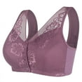 thumbnail image 2 of YWDJ Push up Bras for Women Front Close Comfy Bras No Wire Lounge Bras Wide Strap Full Coverage Wrap Comfortable Bras Padded Plus Size Bras Button Solid Bras Purple M, 2 of 7
