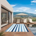 thumbnail image 2 of Blue Ombre Striped Outdoor Rug 4x6 Ft, Non Slip Washable Area Rug, Modern Abstract Gradient Lines Art Patio Rugs Carpet Runner, Large Floor Mat for Indoor/Outdoor Deck Porch Camping, 2 of 8