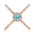 thumbnail image 2 of Gem Stone King 1.31 Ct Round Blue Apatite 18K Rose Gold Plated Silver Criss Cross X Ring (Size 7), 2 of 5