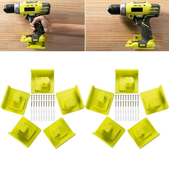 10Pcs Tool Drill Mount Holder with 20 Pcs Screws Portable Tool Holder Dock Hanger Easy Installation for Workshop Garage Green