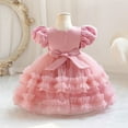 thumbnail image 4 of Edvintorg 6M-4Y Bubble Sleeve Dress for Baby Girl 2025 Little Girls Bowknot Flower Princess Birthday Party Skirt Dresses Toddler Adorable Pageant Dress Vestido, 4 of 5