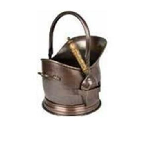 Coal Hod with Shovel & Two Handles, Antique Brass
