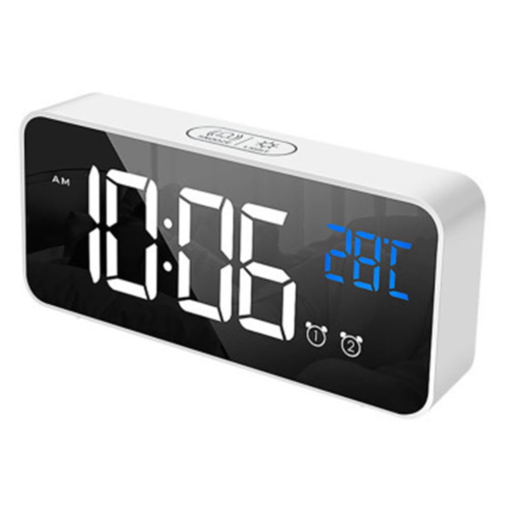 3 Alarm Sounds Snooze Digital Alarm Clock for Bedroom with 6 Brightness Dimmer and Dual Alarm Adapter not Included Mains Powered Alarm Clock 12/24-Hour Large Clear LED Display 3 Level Volume