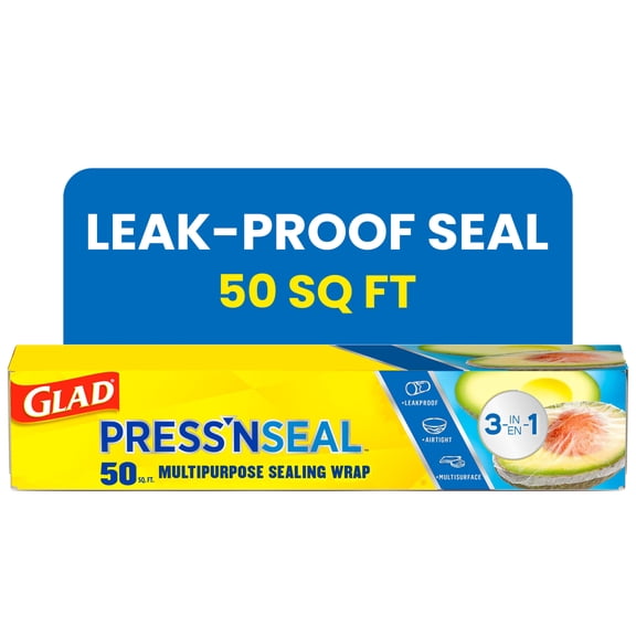 Glad Press'n Seal Food Plastic Wrap, 50 sq ft Roll