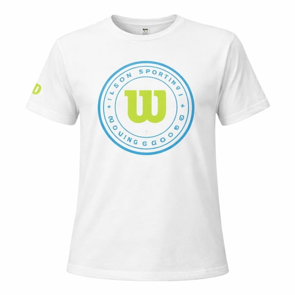 Playera Deportiva Wilson para Hombre Manga Corta Estampada Color Blanco Talla M