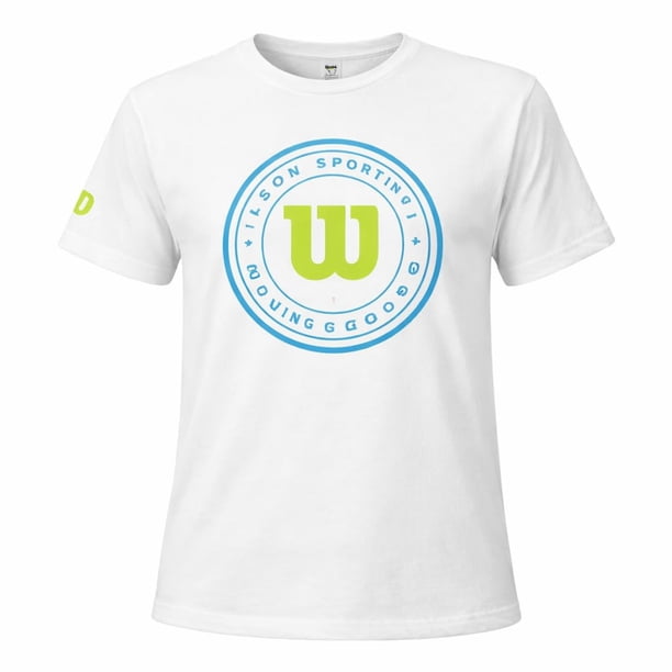 Playera Deportiva Wilson para Hombre Manga Corta Estampada Color Blanco Talla G