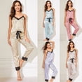 thumbnail image 2 of Pijamas de mujer de 2 uds., pijamas con estampado de rayas, ropa de dormir Sexy sin cordones, camisola de satén de seda, Top y pantalones cortos, pijamas para mujer, ropa de descanso xuanjing  unisex, 2 of 2