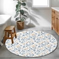 thumbnail image 3 of Round Rug 4Ft Washable Non-Slip, Blue Pink Flowers Circle Area Rugs for Living Room Bedroom, Spring Floral Elegant Pastoral Watercolor Indoor Floor Mats Carpet Runner for Home Decor Aesthetic, 3 of 8