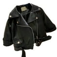 thumbnail image 3 of CXYYY Toddler Boys Girls Leather Jacket Fashion Zipper Motorcycle Handsome Outerwear for Kids Fall Daily Coat (BK1 18-24 Months), 3 of 7