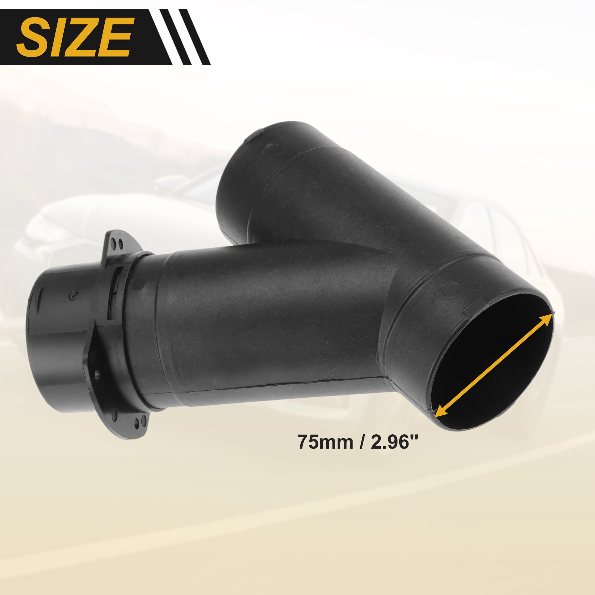 Car Heater Warm Air Ducting Pipe 75 mm Y-Shaped Outlet Connector Diesel Heater Duct Connector for Parking Caravan Heaters Black Plastic 1 Pcs