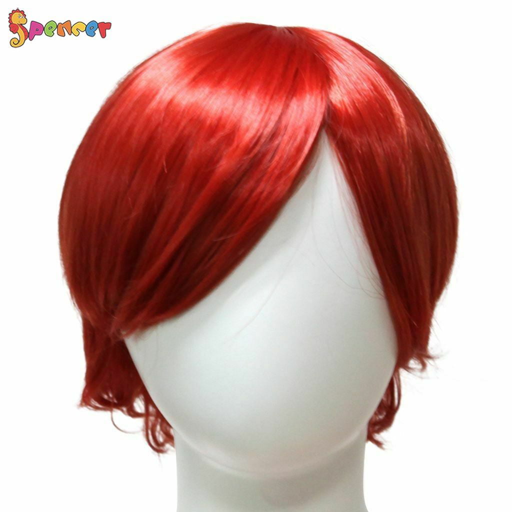 Boy Mens Anime 12Short Wig Cosplay Party Straight Hair Cosplay Full Wigs  Grey F