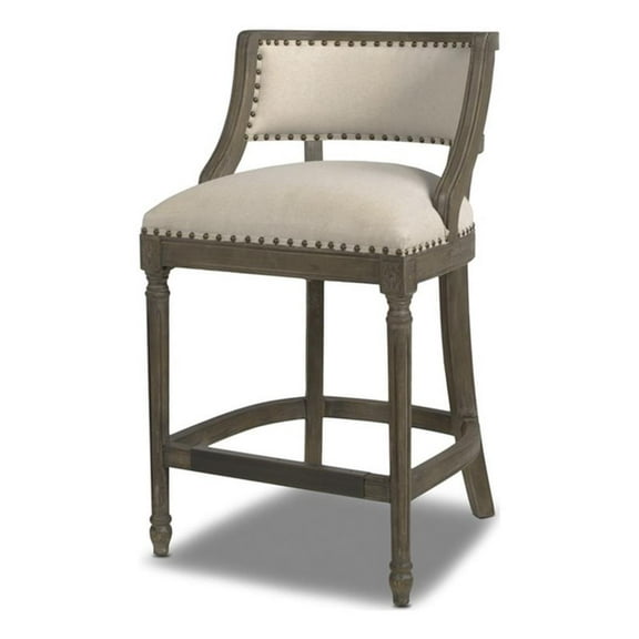 Maklaine 26.5" Farmhouse Counter Height Bar Stool Light Beige