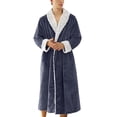 thumbnail image 4 of VNKIDY Men's Loungewear Solid Color Plush Lined Robes Long Sleeve V Neck Belted Soft Loungewear For Casual Daily Home Relaxation Activities Casual Homewear, 4 of 4