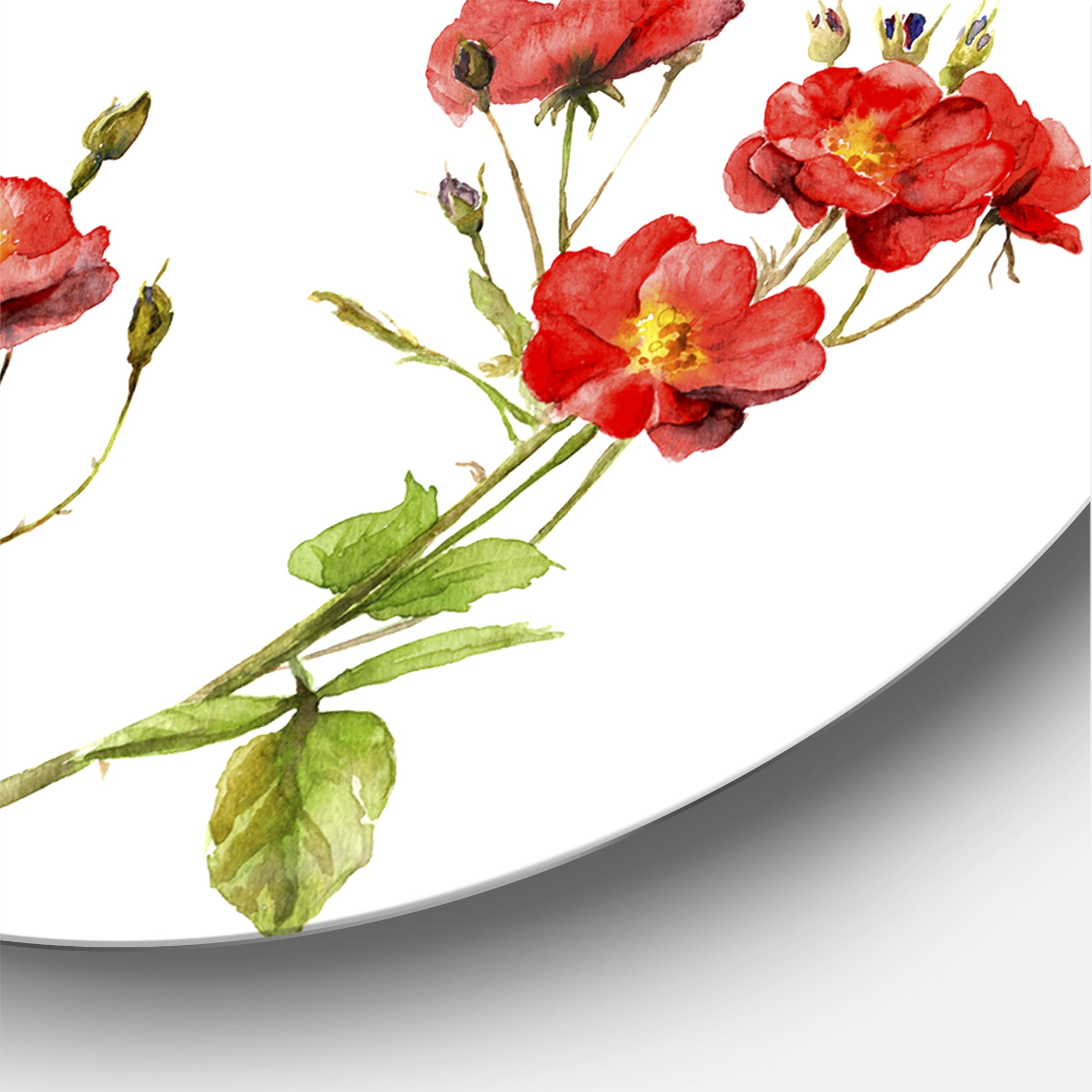 Designart 'Portrait of A Giraffe With Red Flowers I' Farmhouse Circle Metal Wall Art 29x29 - Disc of 29