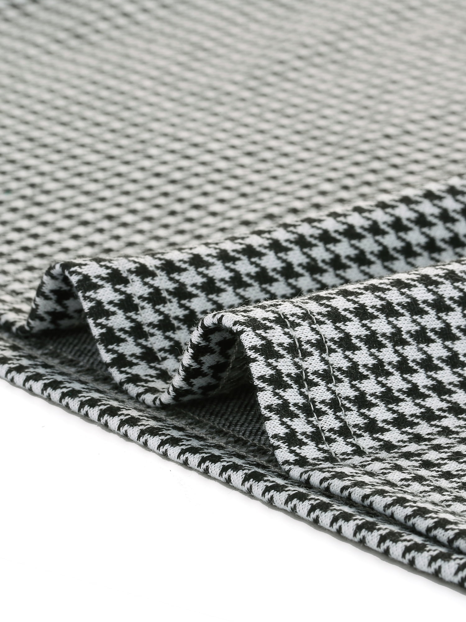 Unique Bargains Women's Work Office 3/4 Sleeve Boat Neck Houndstooth Top L Black