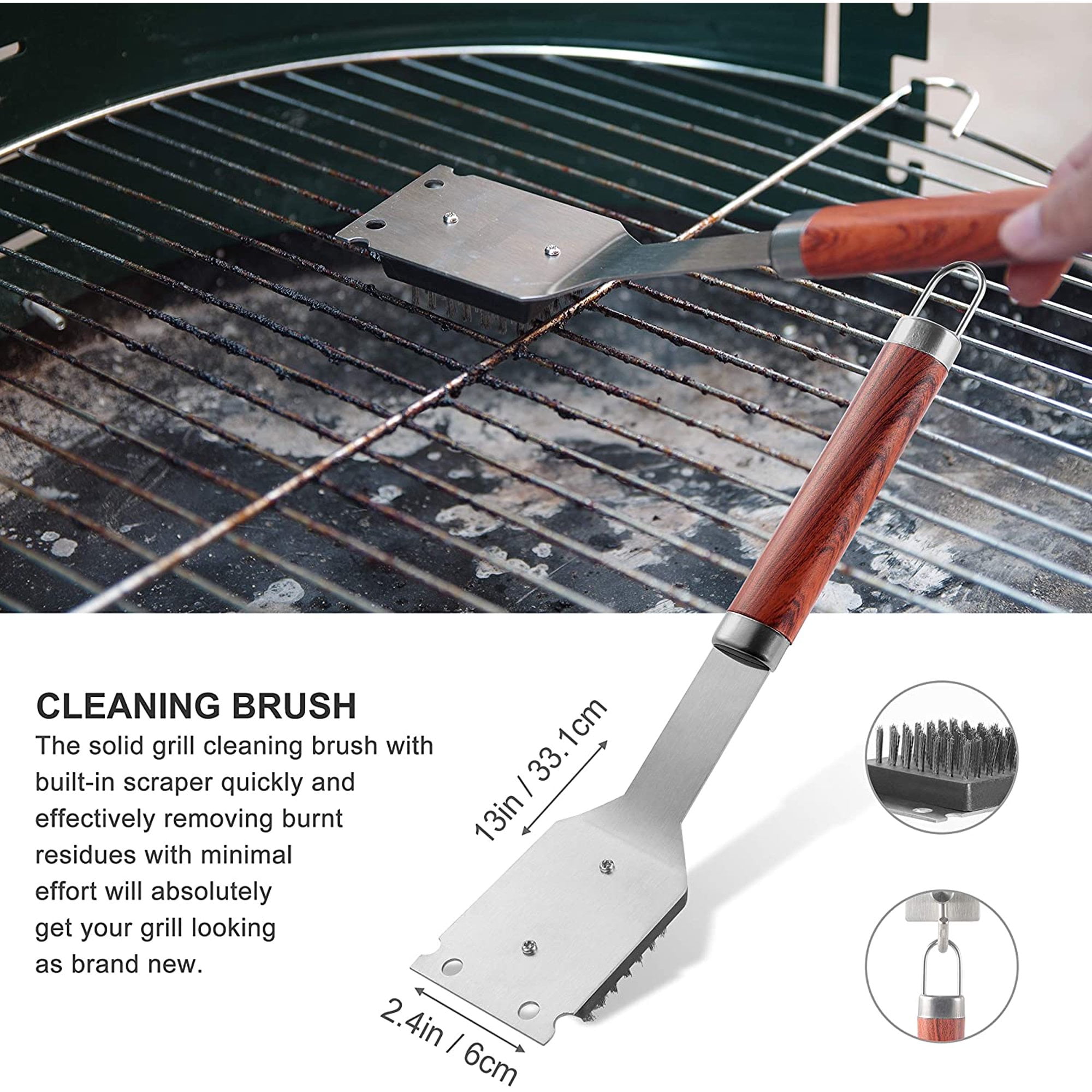 41Pcs BBQ Grill Tool Set, Grill Accessories BBQ Tools with Storage Bag, Extra Thick Stainless Steel Spatula Fork & Tongs, Meat Syringe&Thermometer BBQ Utensils Set for Camping, Outdoor, Backyard Party