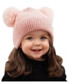 thumbnail image 3 of BXJX Girls Knit Pom‑pom Beanies, Cute Comfortable Stretchable Warm Winter Hats Pink Size Free Size, 3 of 8