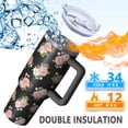 thumbnail image 5 of 40oz Pioneer Flower Floral Print Pattern Insulated Tumbler with Handle, BPA-Free Leak Proof Lid and Straws, Double Wall Vacuum, Hot 12h/Cold 34h, 5 of 6