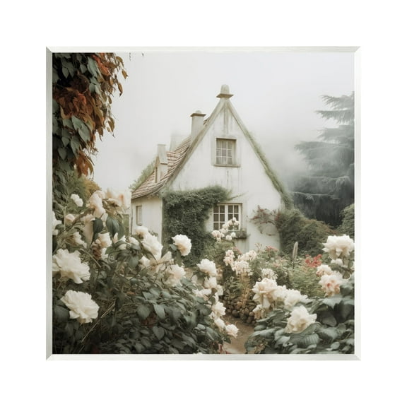 Stupell Industries Foggy Cottage Garden Botanical & Floral Photography Unframed Art Print Wall Art, 12 x 12
