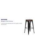 thumbnail image 4 of Flash Furniture Lily 30" High Backless Black Metal Barstool with Square Wood Seat, 4 of 13