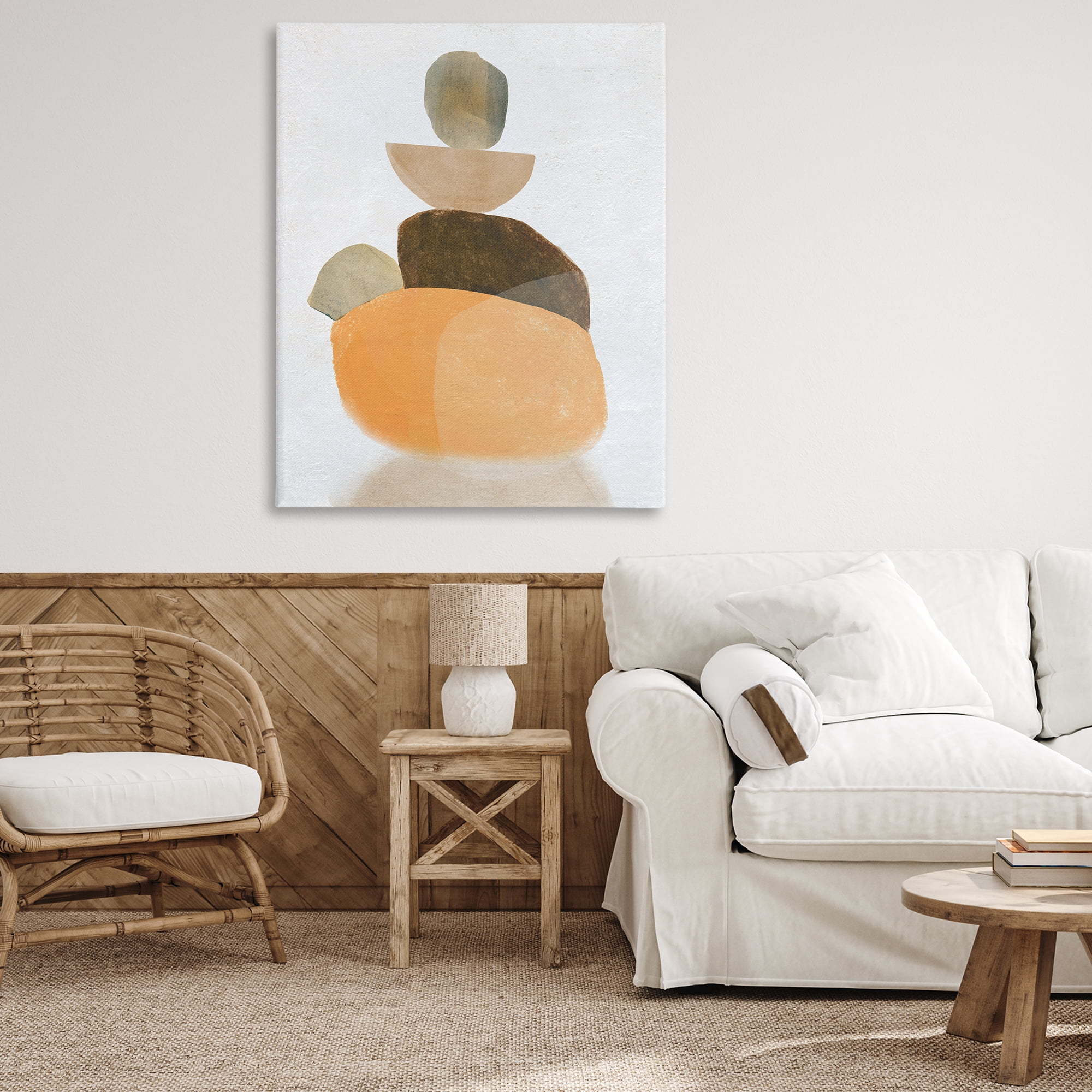 Stupell Industries Stacked Rocks Neutral Tones Abstract Painting Gallery Wrapped Canvas Art Print Wall Art, 36 x 48