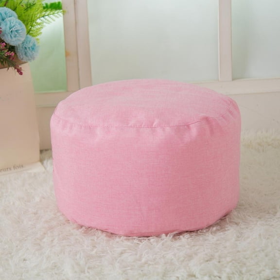 Pouf Ottoman Cover, 16.5"x12.5" Unstuffed Round Ottoman Seat Floor Bean Bag Chair Cover Foot Rest with Storage for Living Room, Bedroom, Office Cover ONLY (Pink)