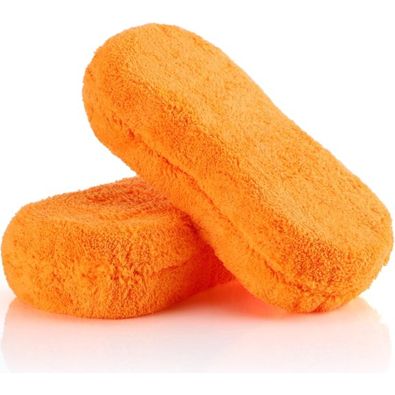 2 Pcs 2 Pack Large Microfiber Car Wash Sponge for Cleaning, Non Scratch Microfiber Sponges for Car Washing Supplies, Trucks and Motorcycles (Orange)