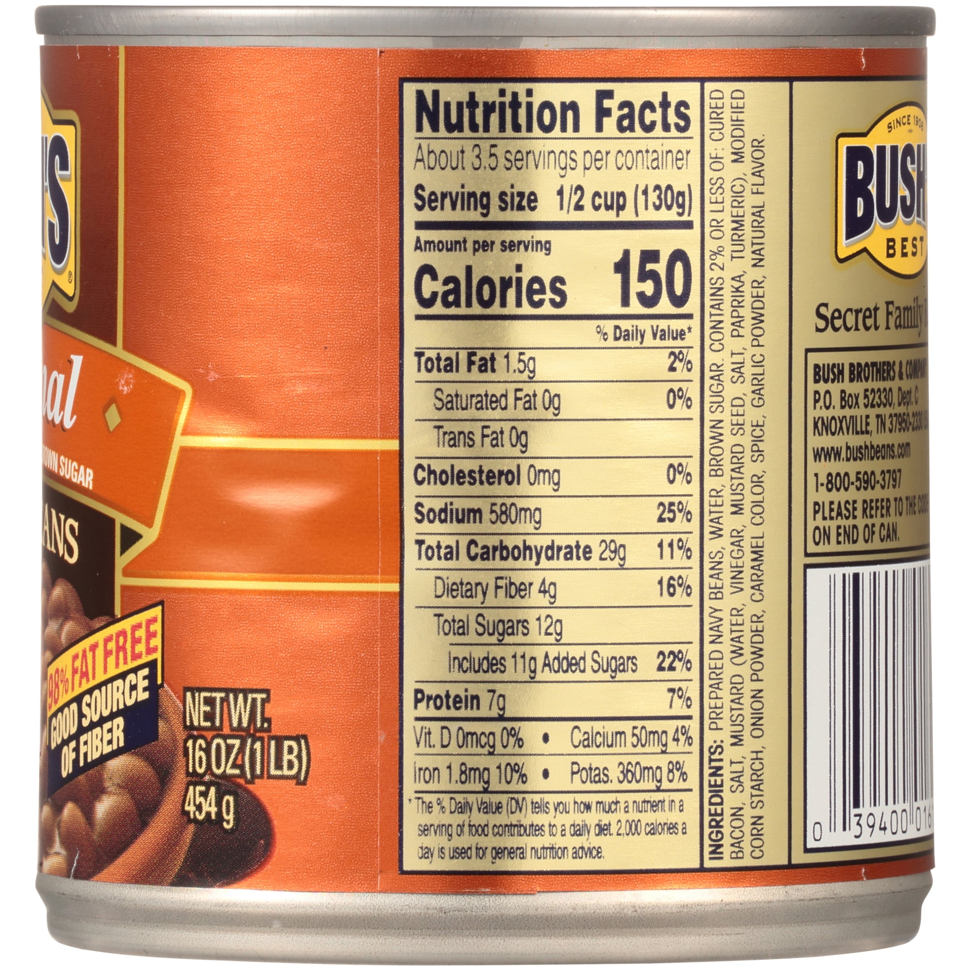 (12 Cans) Bush's Original Baked Beans, Canned Beans, 16 oz