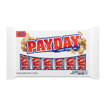 Payday Peanut Caramel Candy, Bars 1.85 oz, 6 Count