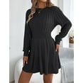 thumbnail image 2 of Cogild Cable Knitted Sweaters for Womens Dress with Long Sleeves Crew Neck Tunic Dress Sweaters Versatile Fit Classic Design for Casual Outfits, 2 of 7