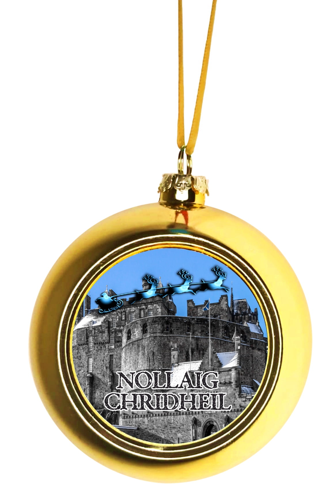 Christmas DÃ©cor Santa Scotland Edinburgh Castle Nollaig Chridheil Ball