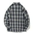 thumbnail image 2 of WREESH Men's Fashion Plaid Shirt Casual Long Sleeve with Pockets Classic Plaid Print Button Down Shirt Navy, 2 of 5
