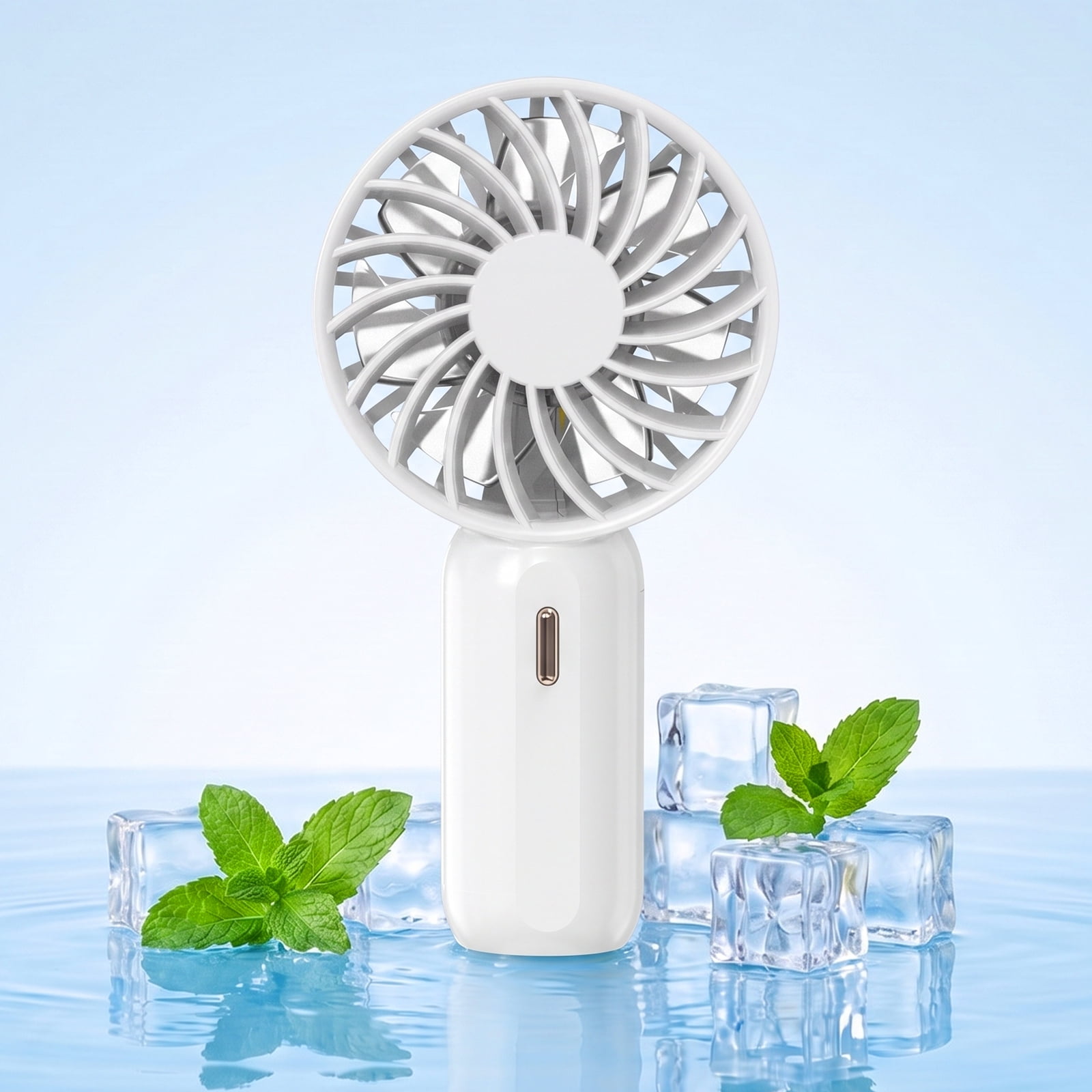 RUXAN Mini Portable Fan - Rechargeable Handheld Fan, 7 Color LED Lights, 3 Speeds Personal Small Pocket Fan for Travel, Makeup, Eyelash Extensions, Kids, Girls, Women - White