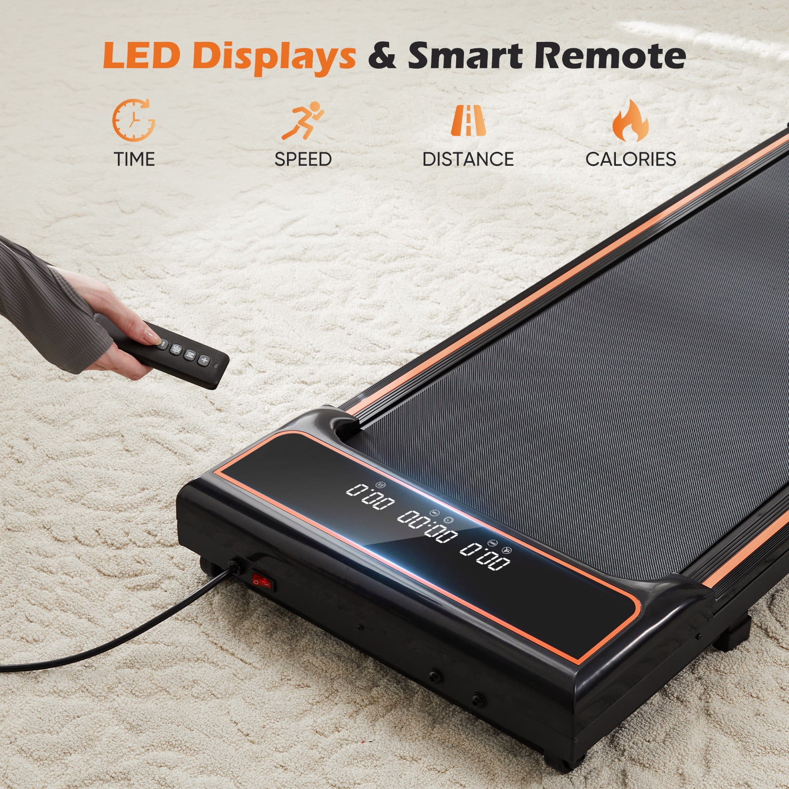 Compact Portable Under-Desk Walking Treadmill with Quiet Operation and Adjustable Speeds