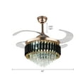 thumbnail image 2 of 42" Crystal LED Ceiling Fan Light, Retractable Blades, 2-way RotationBlack, Chandelier with Remote Control for Indoor 85-265V, 2 of 23