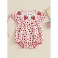thumbnail image 2 of aturustex Toddler Baby Girls Bubble Rompers 0-18M Infant Sleeveless Crew Neck Bodysuit Strawberry Print T-Shirt Jumpsuits Newborn Fashion Cute Summer Romper Little Girl Loose Casual Daily Clothes, 2 of 7