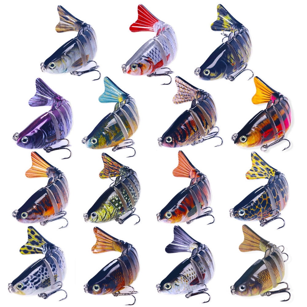 HENGJIA Fishing Lures 15PCS Multi Jointed Fish Fishing Kits Slow Sinking Lifelike Swimbait Freshwater and Saltwater for Trout Bass Lures