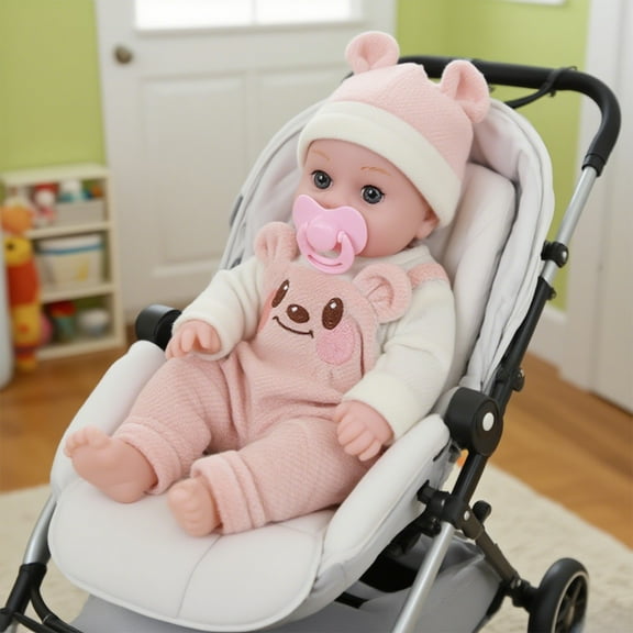PPgejGEK Pink 12in Vinyl Baby Doll Soft Cuddly Role Play Toy for Children Long Sleeve
