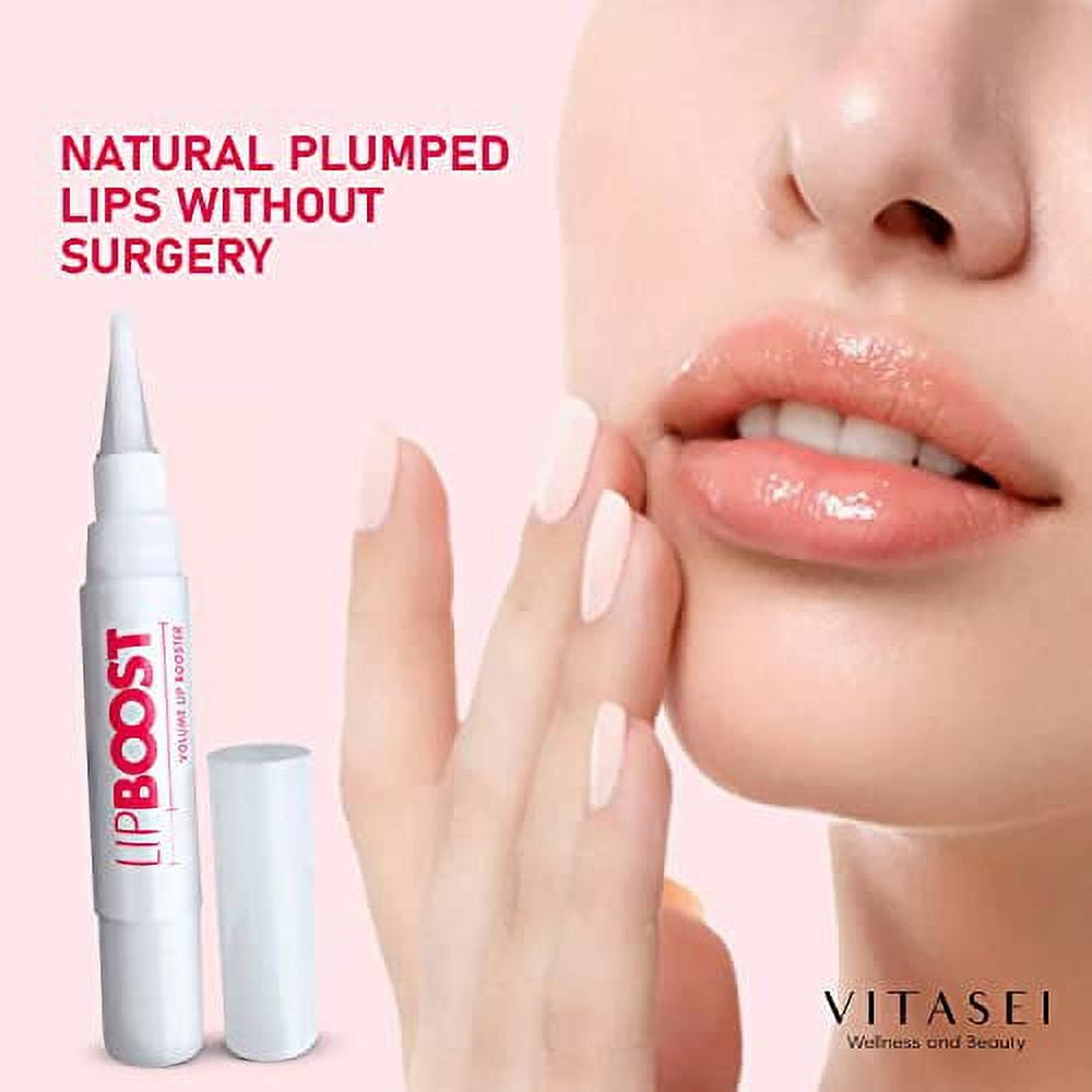 Vitasei Lip Boost Plumping Lip Gloss (0.17 Fl Oz) -Hydrating Lip Enhancer w/Hyaluronic Acid, Collagen Peptides & Coconut Oil -Natural Lip Plumper Serum for Voluminous & Pouty Lips within 28 Days(2pck)