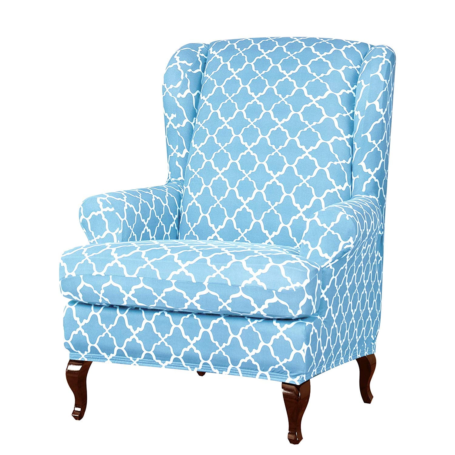 Subrtex Stretch 2 Piece Elegant Geometric Wing Chair Slipcover Blue   Dd3be6af 757b 4eaf 95e1 Ad1e5200fc41 1.77dd3678f757964eac047dc65540dc28 