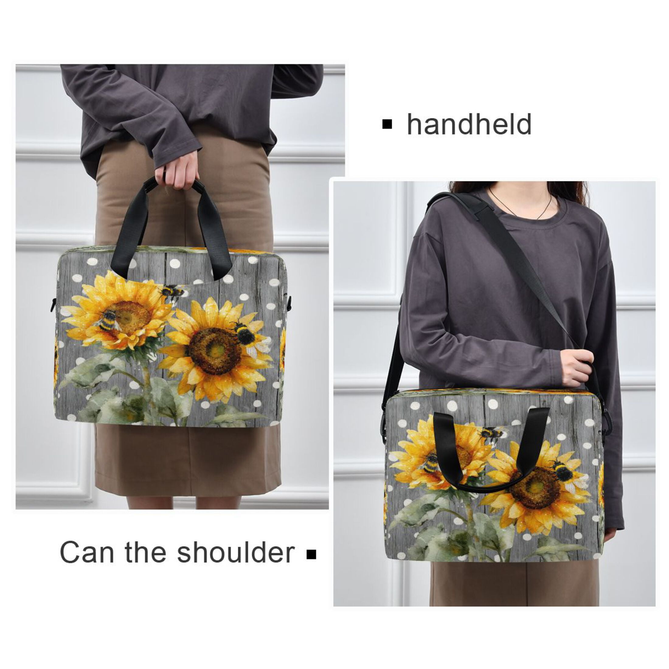 Laptop Bag Laptop Briefcase 15.7 x 3 x 11.8 Inches Laptop Bag Briefcases Laptop Storage Travel Laptop Bag Work Laptop Bag Bee Sunflower