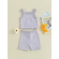 thumbnail image 3 of Baby Girls Summer 2 Piece Outfit Daisy Pattern Knitted Tank Tops and Elastic Shorts Set, 3 of 8